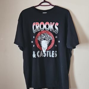 Crooks & Castles Medusa Snakes T-Shirt Black Red White Mens Size XL